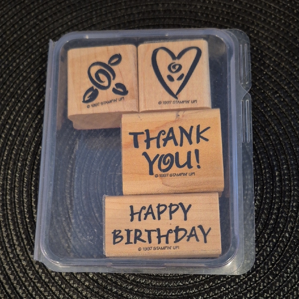 STAMPIN' UP! Retired 1997 'Mini Bold Greetings' Stamp Set, Set of 4 Stamps